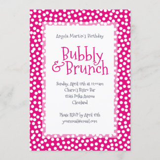 Polka Dot Bubbly und Brunch Hot Pink Einladung