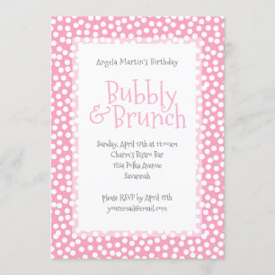 Polka Dot Bubbly und Brunch Pink Einladung
