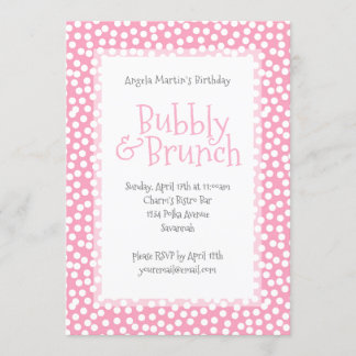 Polka Dot Bubbly und Brunch Pink Einladung