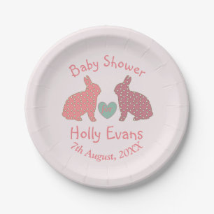 Polka Dot Bunnies Custom Baby Shower Pappteller