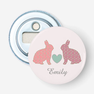Polka Dot Bunnies Pink Personalisiert Flaschenöffner