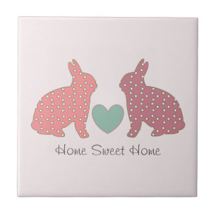Polka Dot Bunnies Pink Zuhause Sweet Zuhause Fliese
