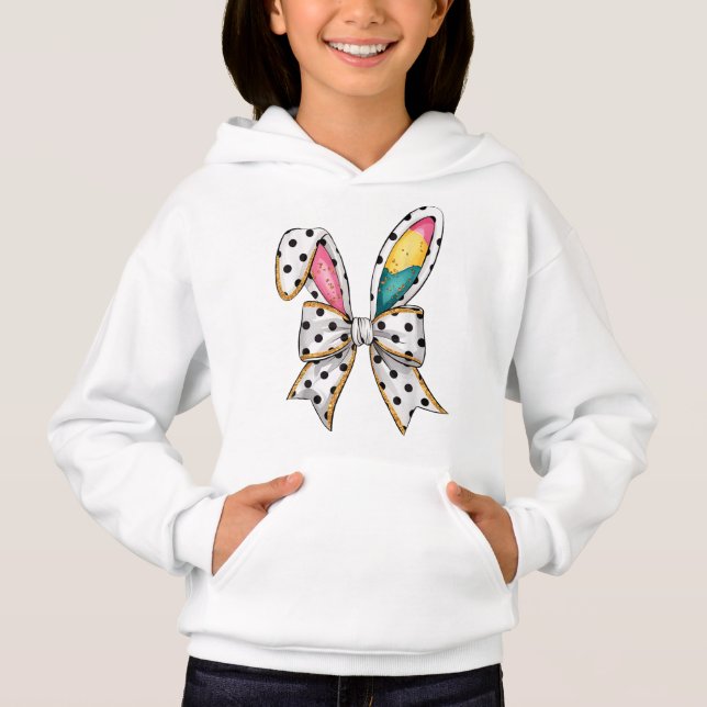Polka Dot Bunny Bow Hoodie (Vorderseite)