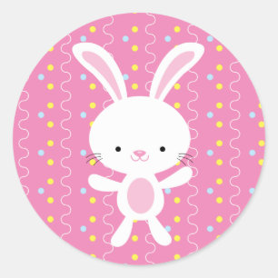 Polka Dot Bunny Round Stickers