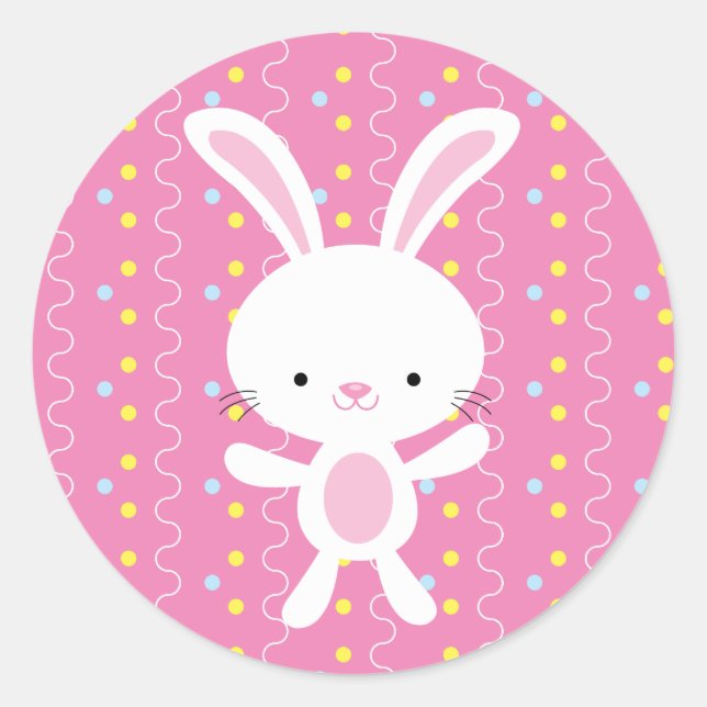 Polka Dot Bunny Round Stickers (Vorderseite)