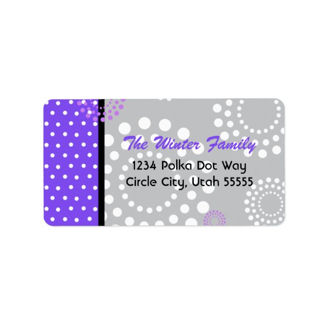 Polka Dot Burst Address Label - Lila Adressaufkleber (Vorne)