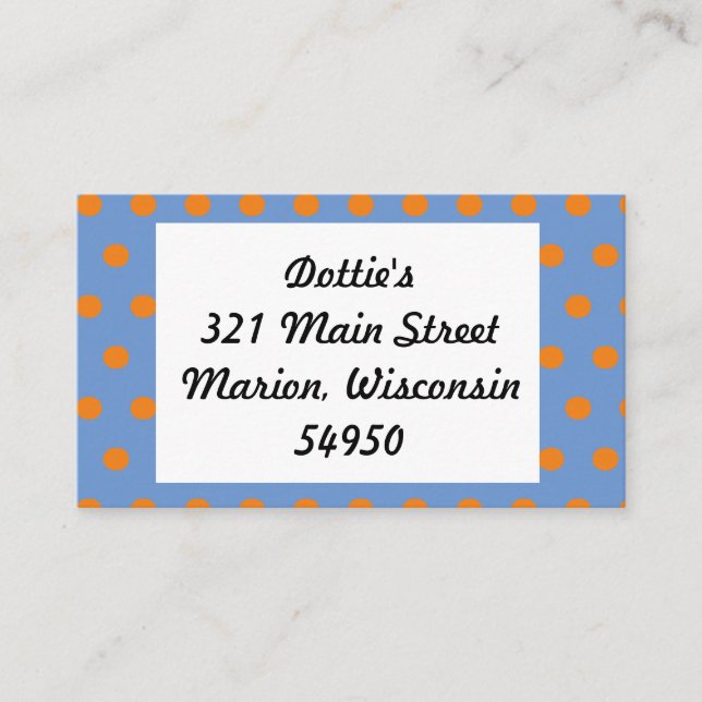 Polka Dot Business Cards (Denim Blue & Orange) Visitenkarte (Vorderseite)