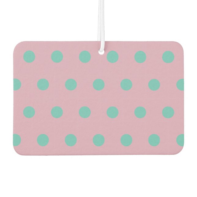 Polka Dot Car Air Freshener (Pink & Aqua) Autolufterfrischer (Vorderseite)