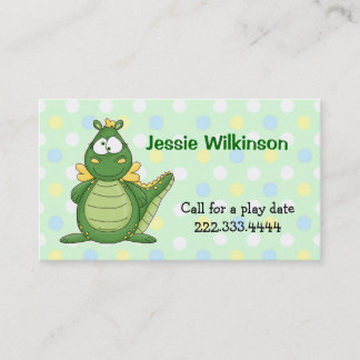 Polka Dot & Cartoon Dragon Playdate Card Telefonnummerkarte