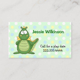 Polka Dot & Cartoon Dragon Playdate Card Telefonnummerkarte
