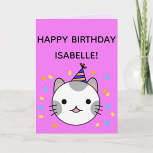 Polka Dot Cat   Glücklicher Geburtstag geklappt Karte