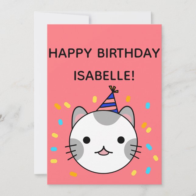 Polka Dot Cat | Gruß Geburtstag Grußflat Karte (Vorderseite)