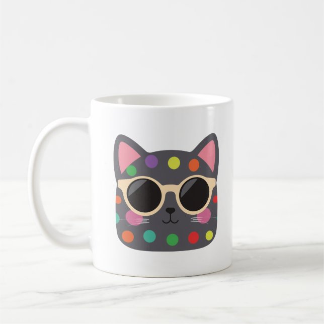 Polka Dot Cat with Sunglasses Mug | Cute Quirky  Kaffeetasse (Links)