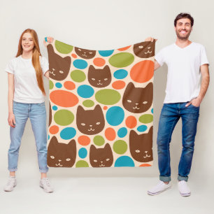 Polka Dot Cats Muster Fleecedecke