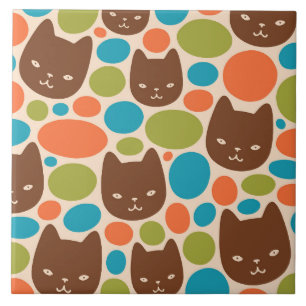 Polka Dot Cats Muster Fliese