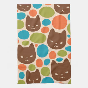 Polka Dot Cats Muster Geschirrtuch