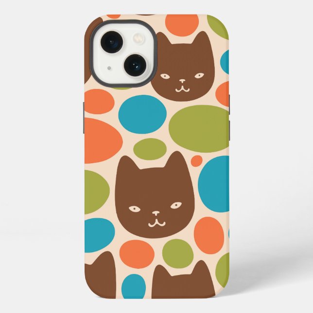 Polka Dot Cats Muster iPhone Hülle (Rückseite)