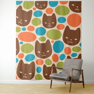 Polka Dot Cats Muster Wandteppich