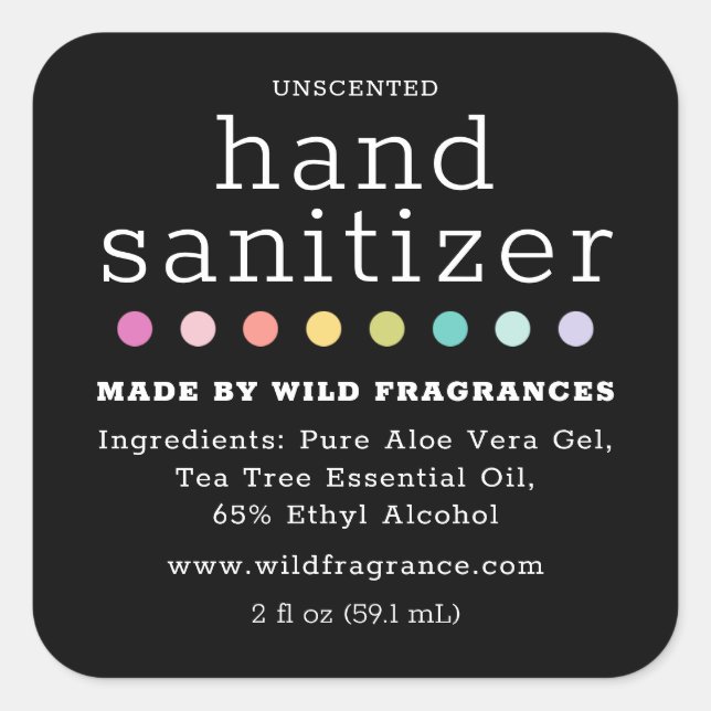 Polka Dot Chalkboard Hand Sanitizer Seife Quadratischer Aufkleber (Vorderseite)