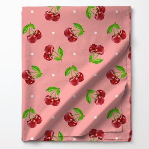Polka Dot Cherries auf rosa Stoff