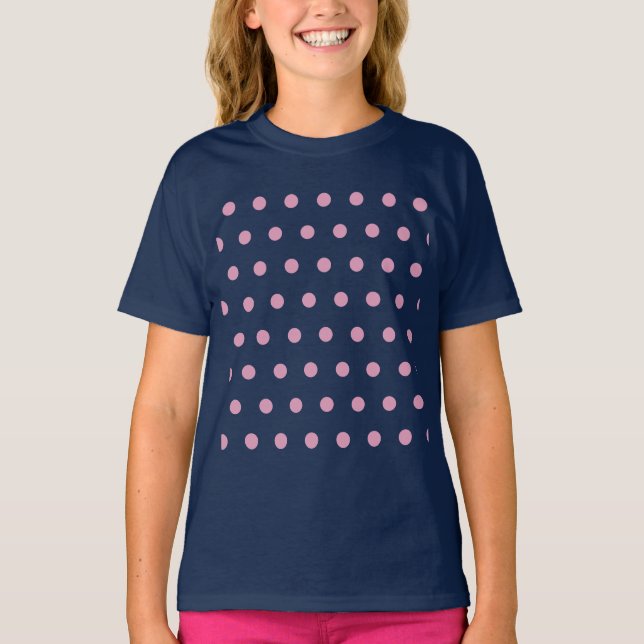 Polka Dot Child's T - Shirt (Mitternacht Blau & Ro (Vorderseite)