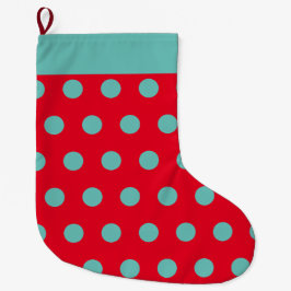 Polka Dot Christmas Strumpf (Red & Aqua) Großer Weihnachtsstrumpf