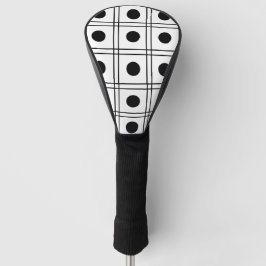 Polka Dot Circle Black and White Karo Muster Golf Headcover