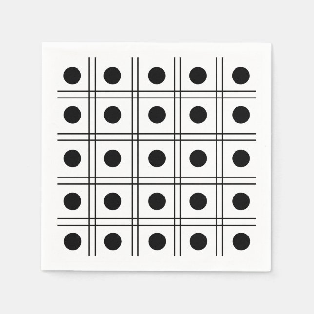 Polka Dot Circle Black and White Karo Muster Serviette (Vorderseite)