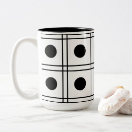 Polka Dot Circle Black and White Karo Muster Zweifarbige Tasse