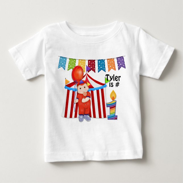 Polka Dot Circus Erster Geburtstag Baby T-shirt (Vorderseite)