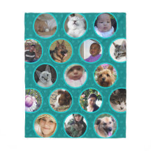 Polka Dot Collage Aquamarin Blue Pets Kinder 17 Fo