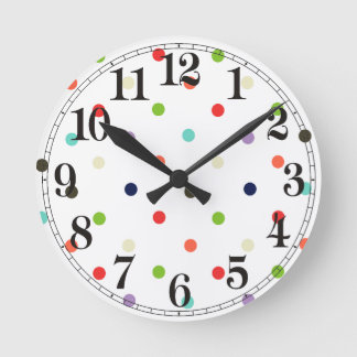 Polka-dot colorful party confetti runde wanduhr