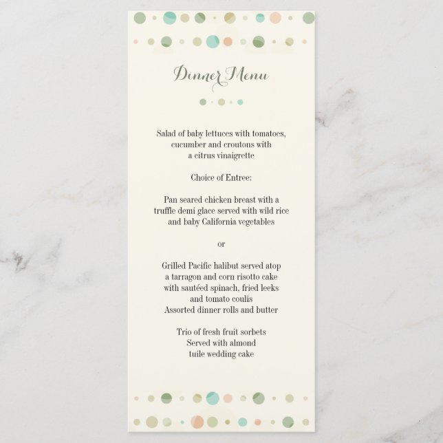 Polka Dot Columns Wedding Menu Menükarte (Vorderseite)