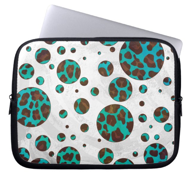 Polka Dot Cow Brown und Aquamarin Print Laptopschutzhülle (Vorderseite)