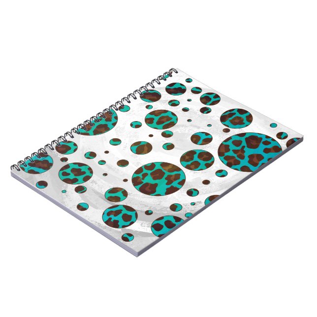 Polka Dot Cow Brown und Aquamarin Print Notizblock (Linke Seite)
