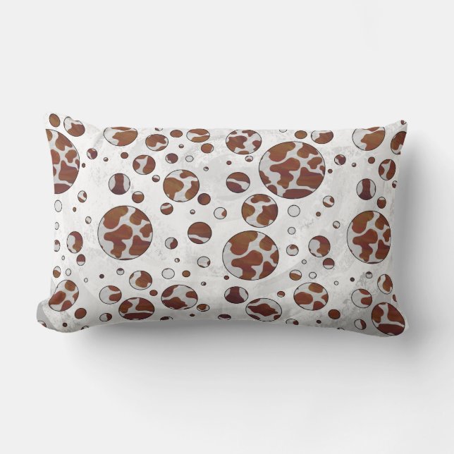 Polka Dot Cow Brown und White Print Lendenkissen (Vorderseite)