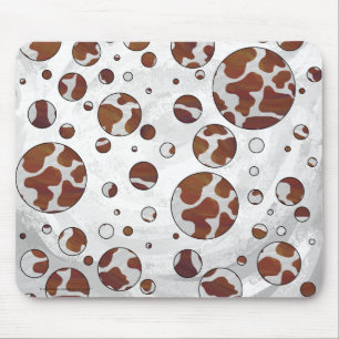 Polka Dot Cow Brown und White Print Mousepad