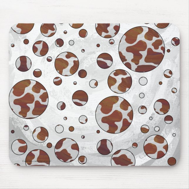 Polka Dot Cow Brown und White Print Mousepad (Vorne)