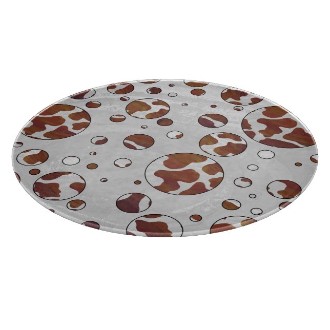 Polka Dot Cow Brown und White Print Schneidebrett (Ecke)