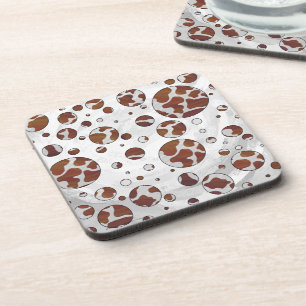 Polka Dot Cow Brown und White Print Untersetzer