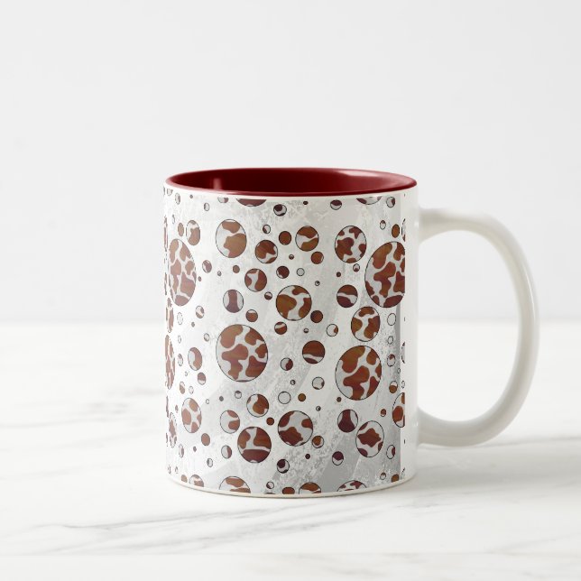 Polka Dot Cow Brown und White Print Zweifarbige Tasse (Rechts)