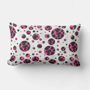 Polka Dot Cow Hot Pink und Black Print Lendenkissen