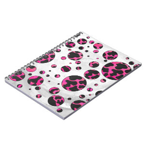 Polka Dot Cow Hot Pink und Black Print Notizblock