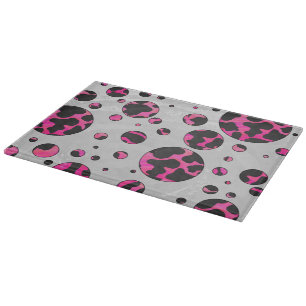 Polka Dot Cow Hot Pink und Black Print Schneidebrett