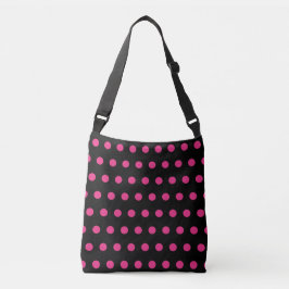 Polka Dot Crossbody Bag (Schwarz & Neon Pink) Tragetaschen Mit Langen Trägern