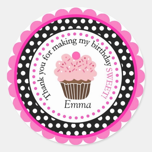 Polka Dot Cupcake Labels Runder Aufkleber (Vorderseite)