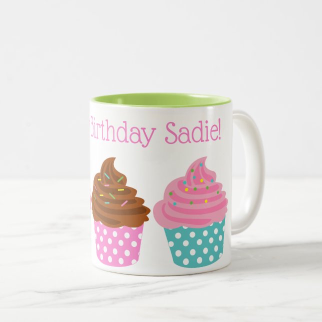Polka Dot Cupcakes Personalisierte Mug Zweifarbige Tasse (VorderseiteRechts)