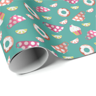 Polka Dot Cups Cakes Donuts Lemons Grapefruits Geschenkpapier