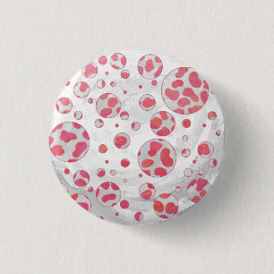 Polka Dot Dalmatiner Rosa und Weiß Button