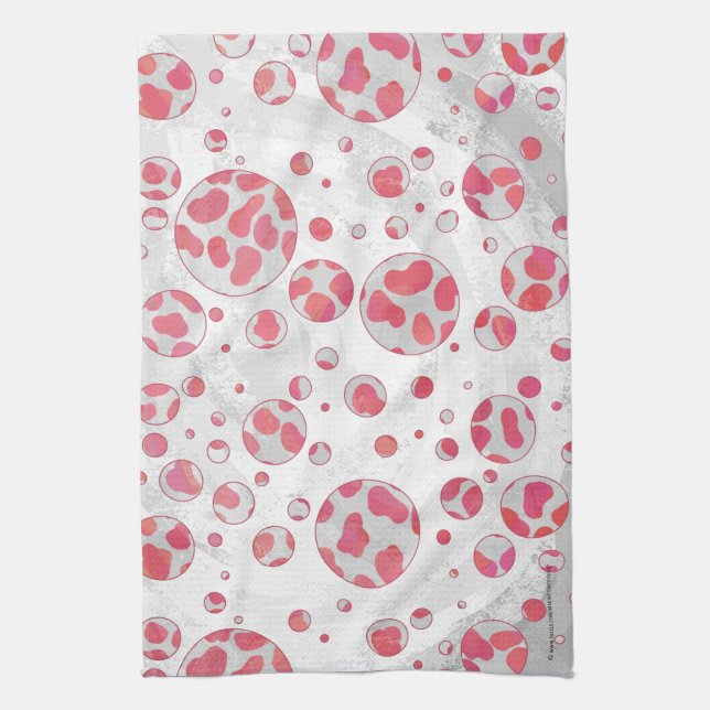 Polka Dot Dalmatiner Rosa und Weiß Handtuch (Vertikal)